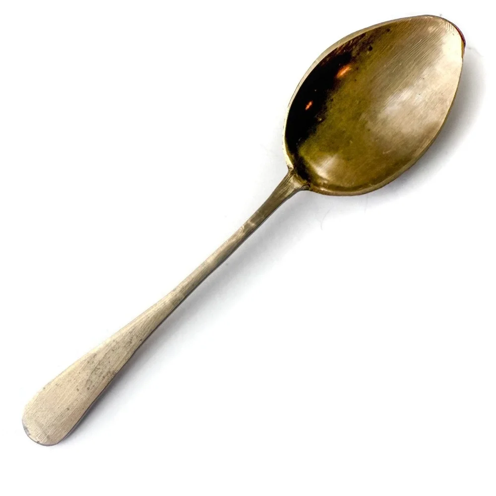Vintage Hand Forged Brass Spoons Pair - Rustic‎ Primitive Farmhouse Kitchenware